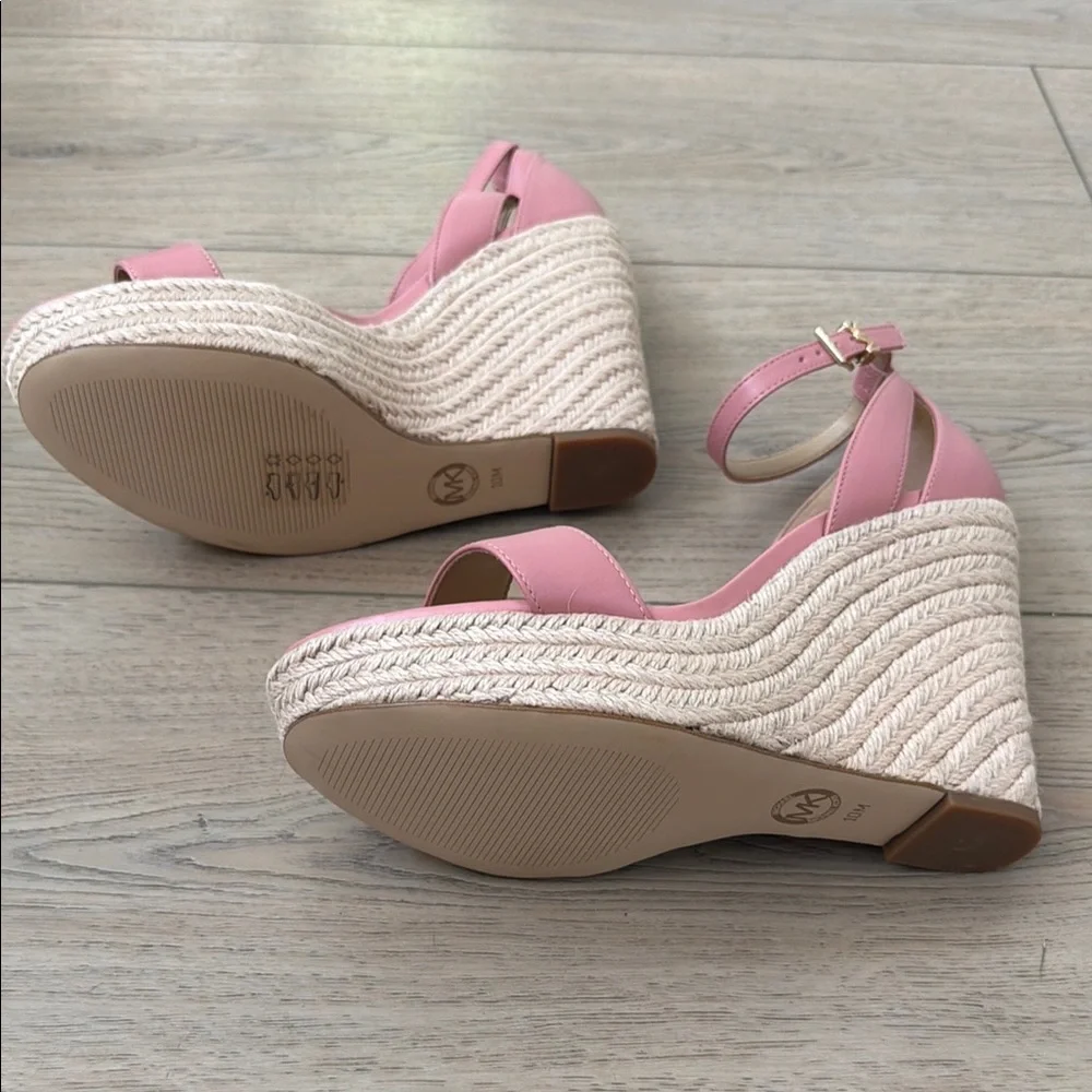 MICHAEL Michael Kors Pink Ankle-Strap Espadrille Wedge Sandals